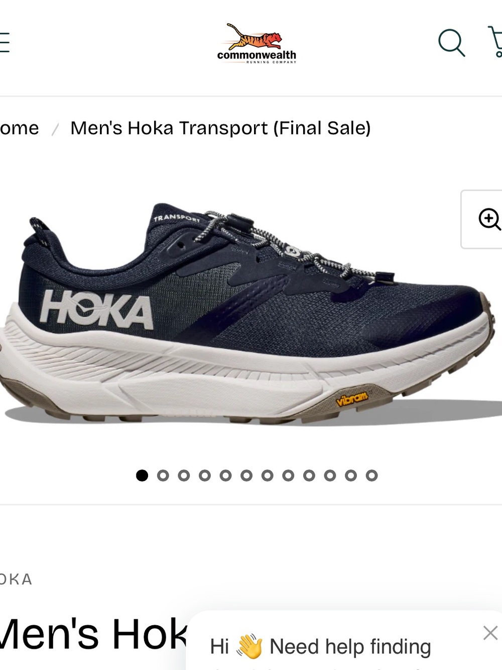 Hoka Men's Transport Running Shoe in Navy and White